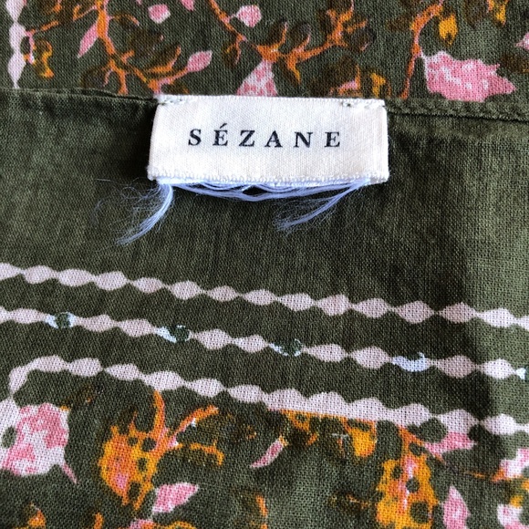 Sezane Green Floral Print Scarf - Picture 7 of 8